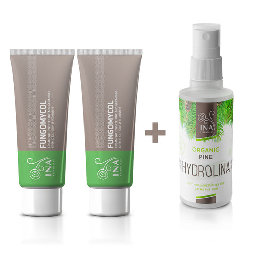 Koop 2 crèmes voor schimmelnagels of droge en gebarsten huid en ontvang 1 biologisch zilversparwater gratis