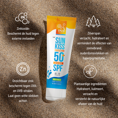 Familiepakket voor zonbescherming - 2+1 Natuurlijke zonnebrandcrème voor gezicht en lichaam SPF 50+ met biologische witte den