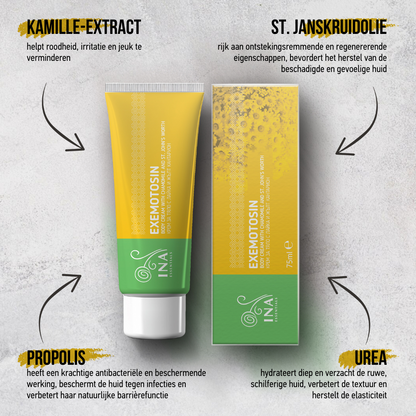 Koop 2 crèmes voor psoriasis, eczeem of een geïrriteerde huid en ontvang 1 biologische kamillewater gratis