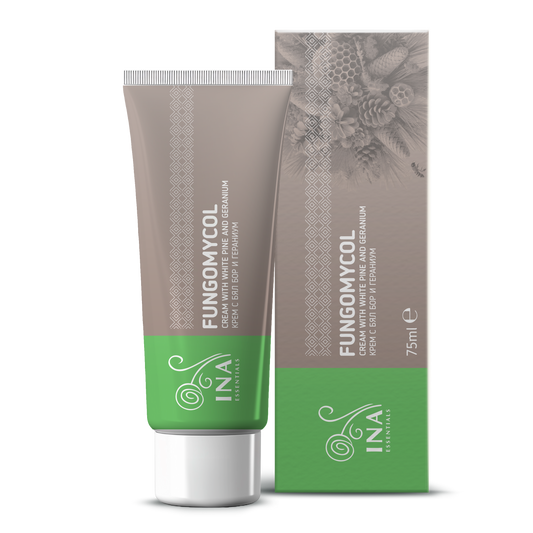 2 in 1 Crème voor Schimmelnagels en droge, gebarsten huid - met Witte den, Urea en Geranium