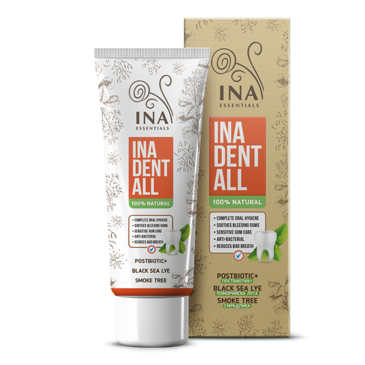 Natuurlijke Fluoridevrije Tandpasta met Rookboom, Zwarte Zee Loog en Postbiotisch - Ina Dent-All